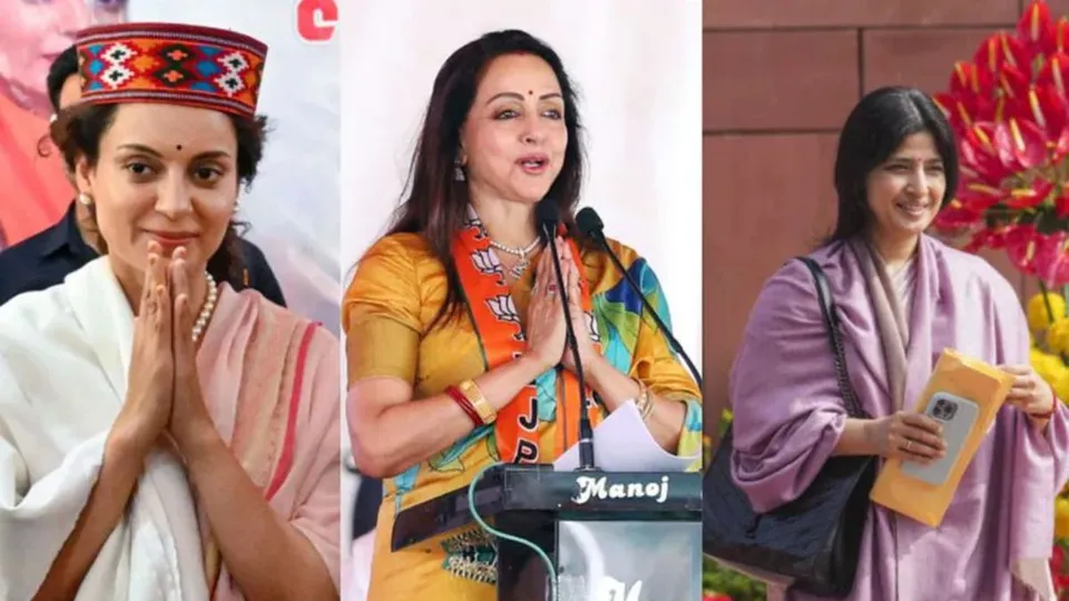 Kangana Ranaut, Hema Malini and Dimple Yadav (File image)