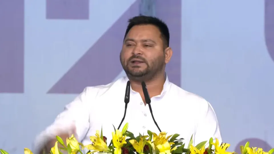 RJD leader Tejashwi Yadav addresses INDIA Alliance rally at Ramlila ground in New Delhi