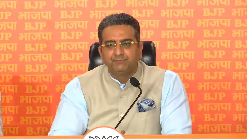 BJP national spokesperson Gaurav Bhatia addresses a press conference at the party headquarters, in New Delhi