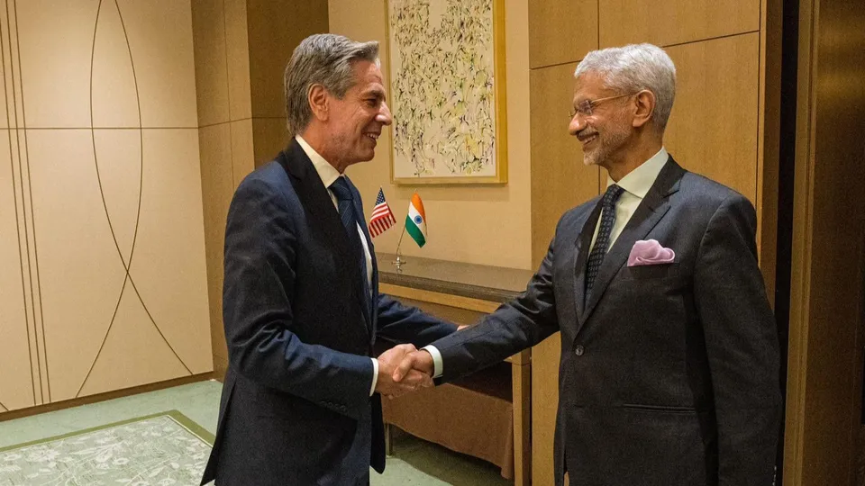 External Affairs Minister S. Jaishankar with U.S. Secretary of State Antony Blinken during a meeting in Edogawa, Tokyo.