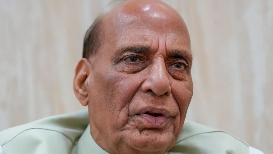 Union Defence Minister Rajnath Singh during an interview with PTI, in New Delhi