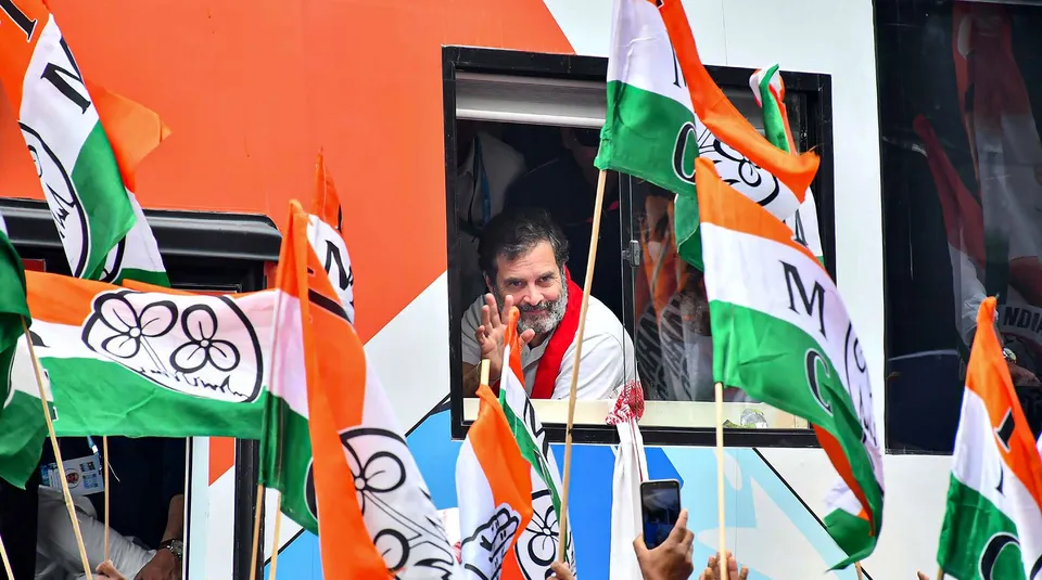 Rahul Gandhi Bharat Jodo Nyay Yatra Congress Flags in Assam