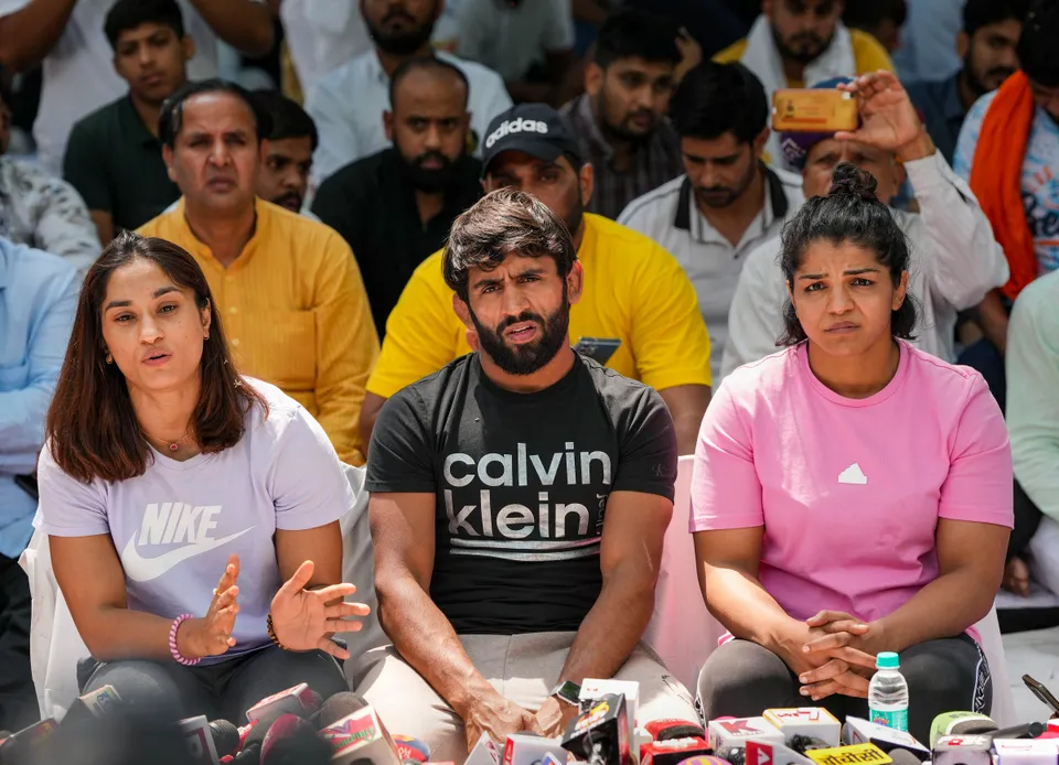 Wrestlers protest at Jantar Mantar Bajrang Punia