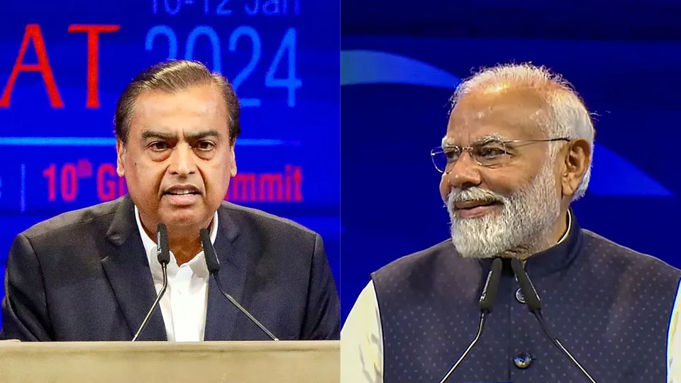 Mukesh Ambani Narendra Modi Vibrant Gujarat