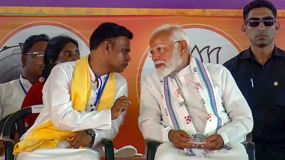 Prime Minister Narendra Modi during a public meeting for Lok Sabha polls, in Jhargram, West Bengal, Monday, May 19, 2024