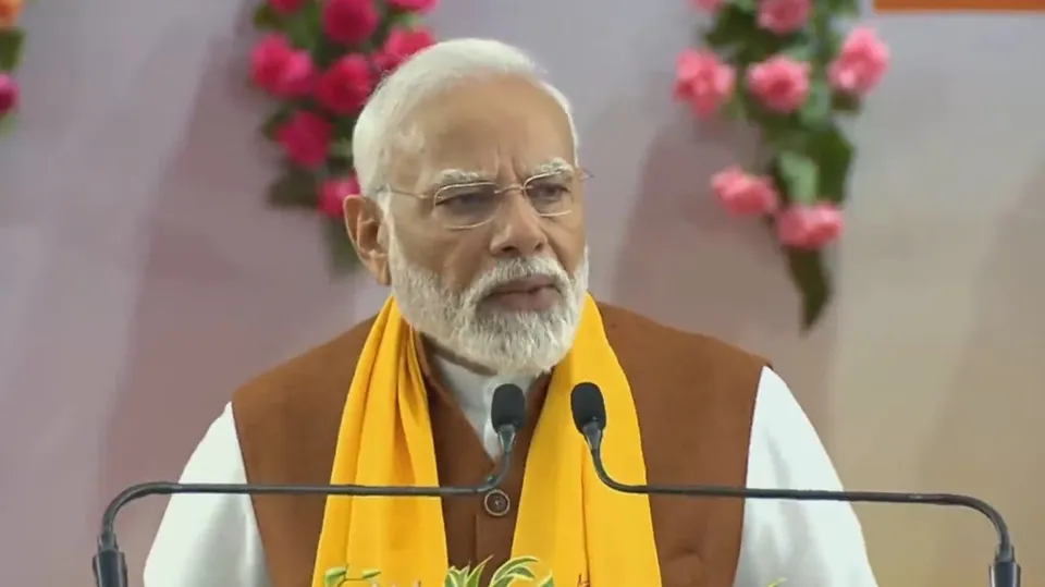 PM Narendra Modi addressing the prize distribution ceremony of Kashi MP Sanskrit Competition in Varanasi.