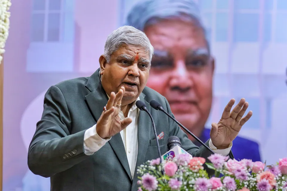 Vice President Jagdeep Dhankar addresses the 'Student Interaction Meet', at Malaviya National Institute of Technology in Jaipur