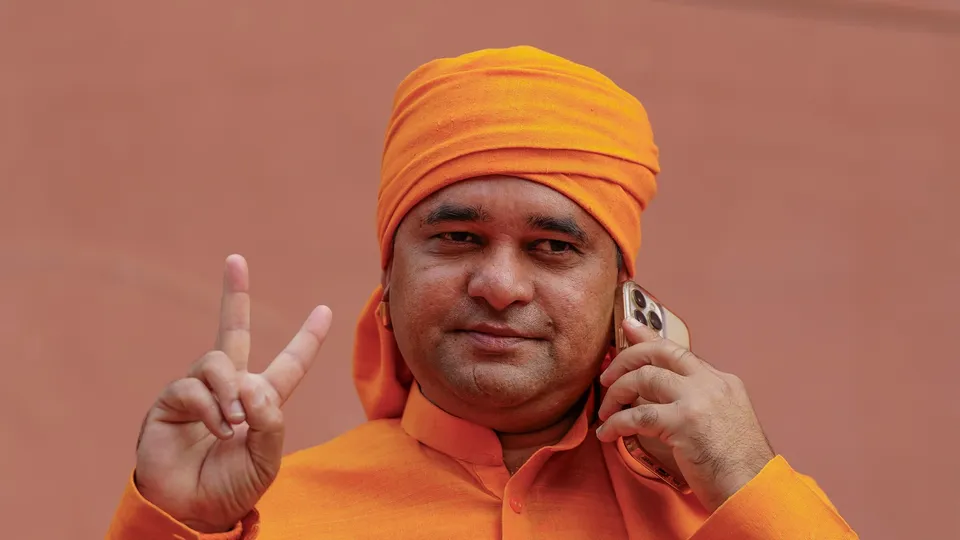 BJP MP Mahant Balaknath on the first day of the Winter session of Parliament, in New Delhi