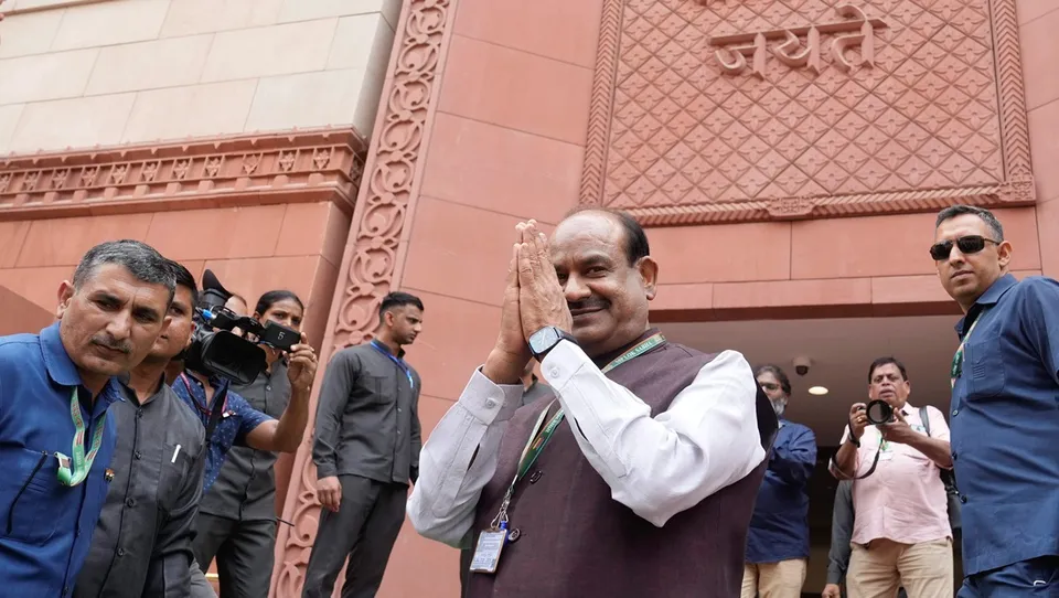 BJP MP Om Birla at the Parliament House complex during the first session of the 18th Lok Sabha, in New Delhi, Tuesday, June 25, 2024