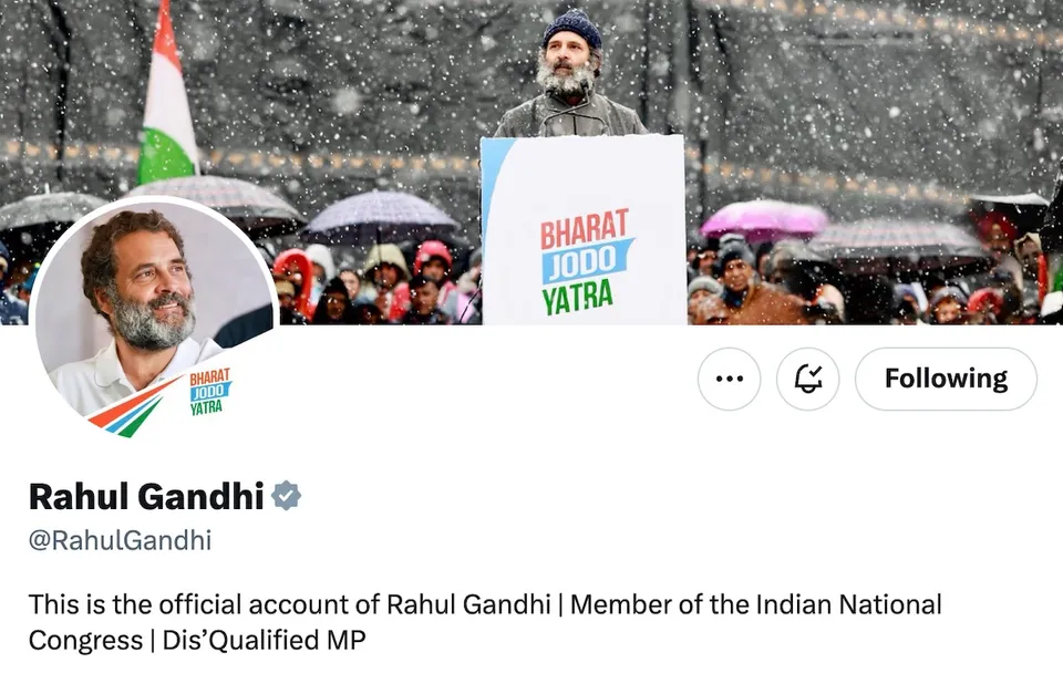 Rahul Gandhi disqualified Twitter bio
