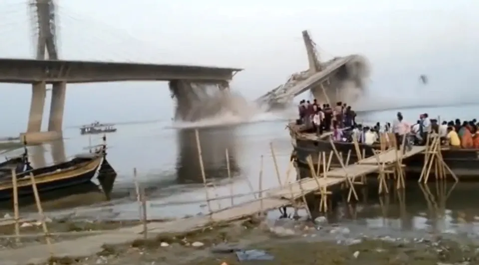 An under-construction Aguwani-Sultanganj Ganga bridge collapsed, in Bihar's Bhagalpur district
