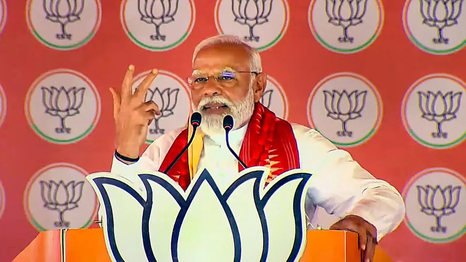 Prime Minister Narendra Modi at a public meeting ahead of Lok Sabha polls in Berhampur, Odisha, Monday, May 6, 2024