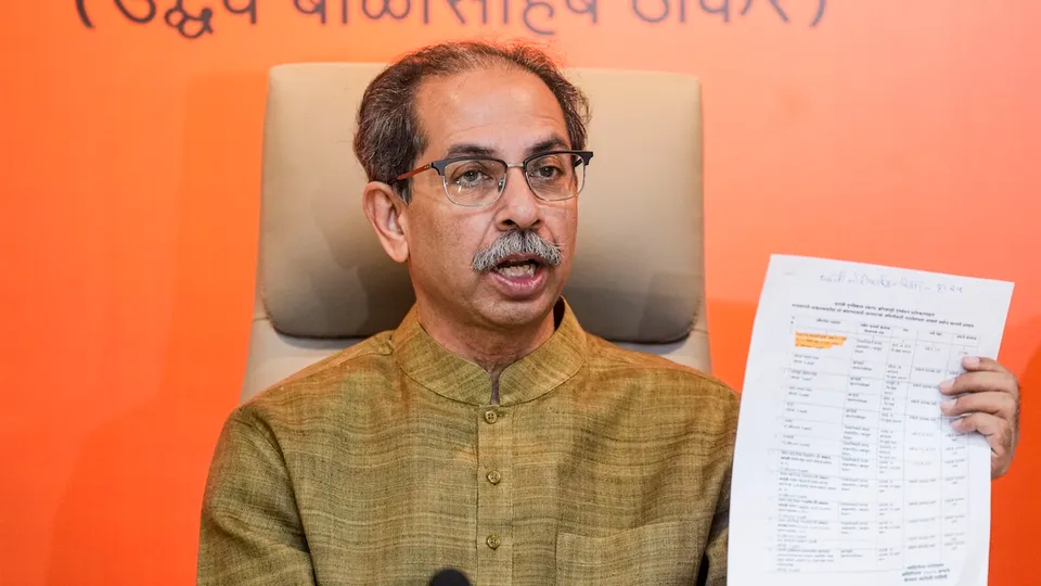 Shiv Sena (UBT) chief Uddhav Thackeray addresses a press conference at Shiv Sena Bhavan, in Mumbai, Saturday, July 20, 2024. 