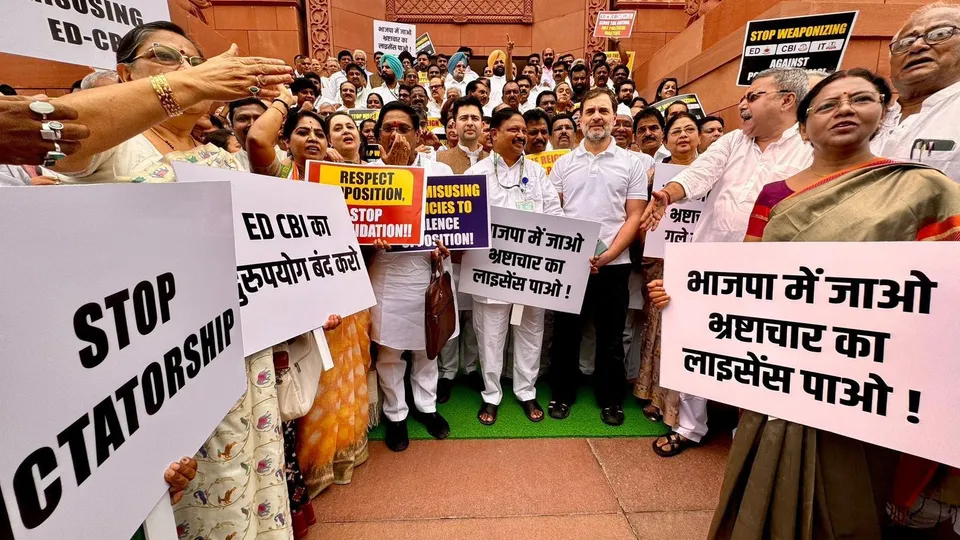 INDIA bloc MPs stage protest against govt
