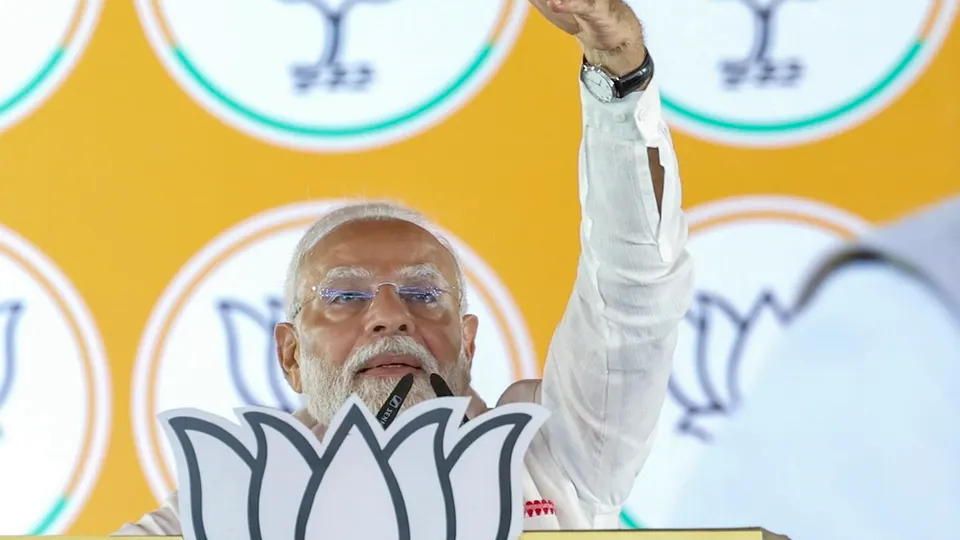 Narendra Modi addresses BJP's Parivartan Mahasabha, in Hazaribagh, Jharkhand, Wednesday, Oct 2, 2024.