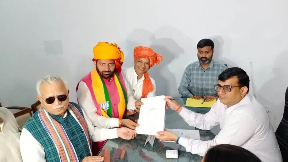 Haryana Chief Minister Nayab Singh Saini filing his nomination from Ladwa assembly seat