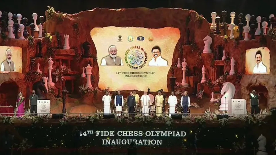 Prime Minister Narendra Modi with Tamil Nadu CM MK Stalin at the Opening Ceremony of the 44th Chess Olympiad in Chennai, Thursday