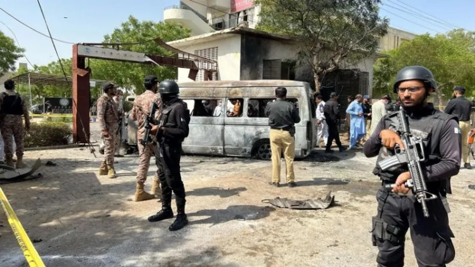 Security forces at University premises (Source Dawn.com Pakistan)