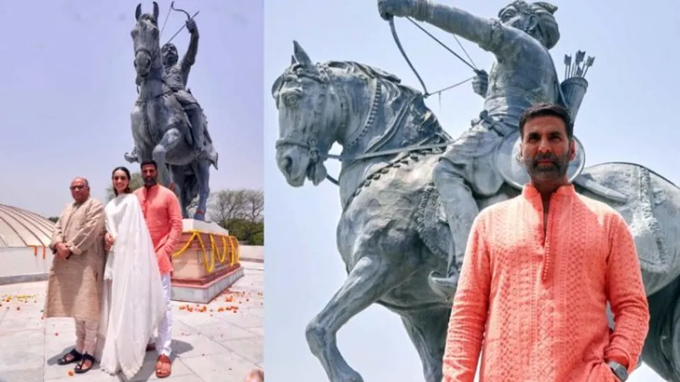 Akshay Kumar  with co-star Manushi Chillar at Qila Rai Pithora