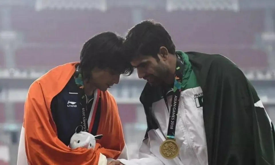 Neeraj Chopra and Arshad Nadeem at Asian Games (File photo)