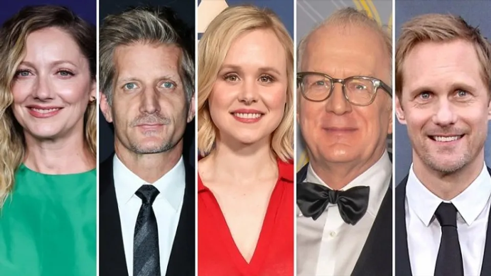 (left to right) Judy Greer, Paul Sparks, Alison Pill, Tracy Letts and Alexander Skarsgard