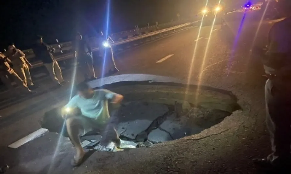 Part of Purvanchal Expressway caves in