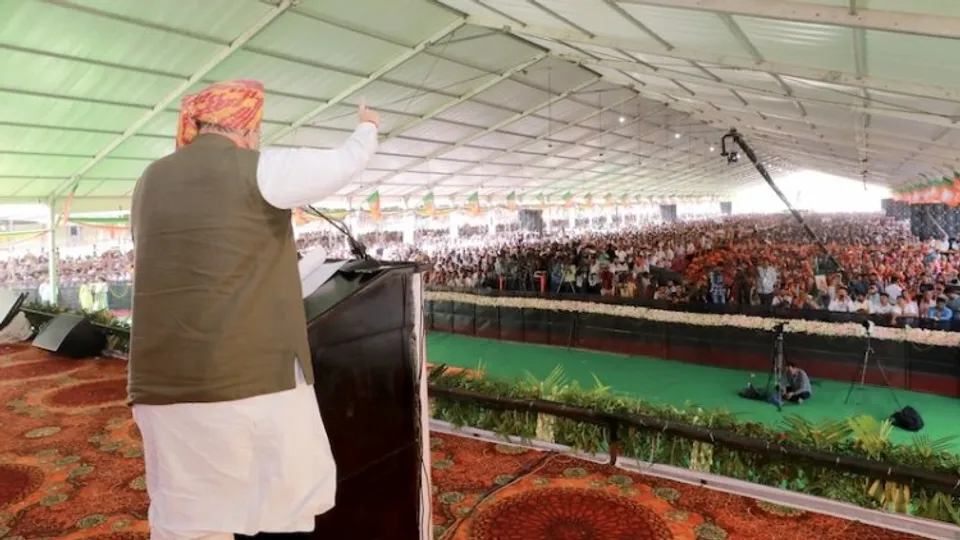 Amit Shah addressing a rally in Jodhpur on Saturday