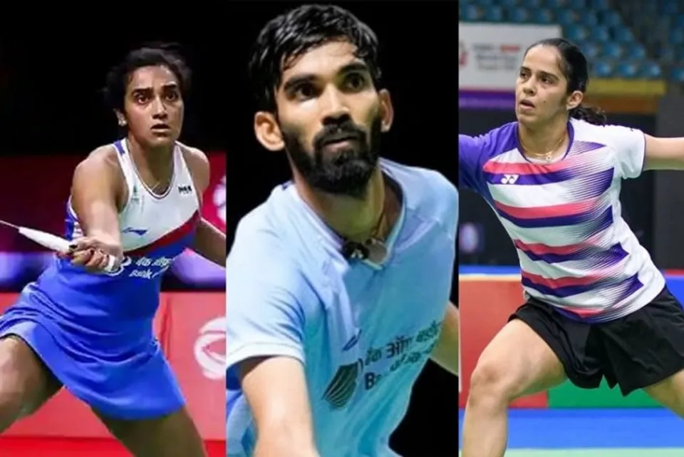 ( left to right) PV Sindhu, HS Prannoy and Saina Nehwal
