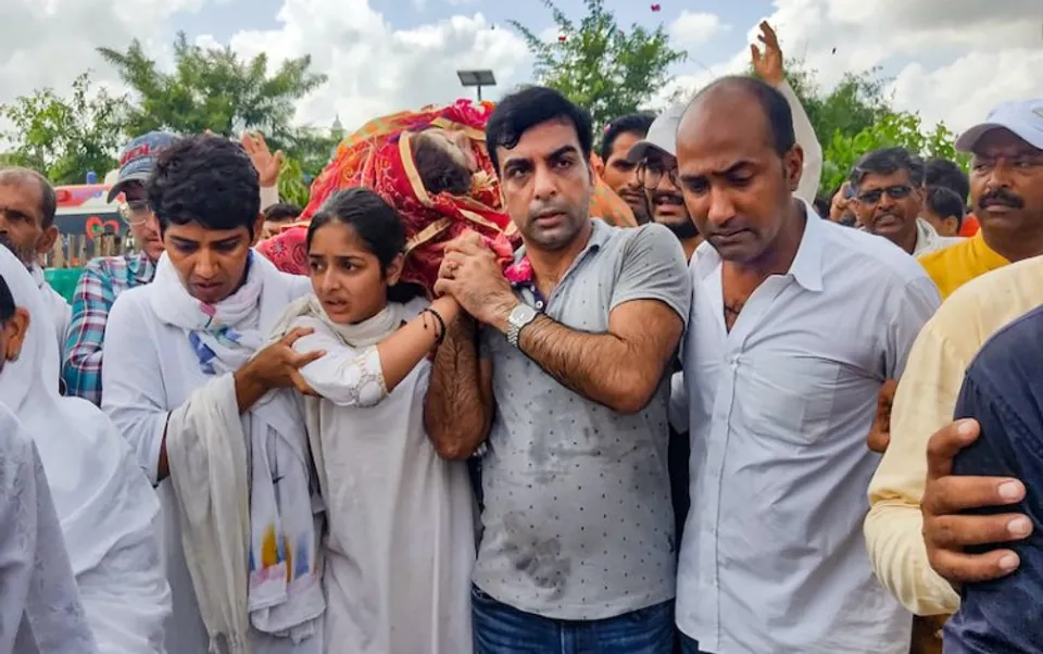 Funeral procession of Sonali Phogat at Rishi Nagar in Hisar district on Friday