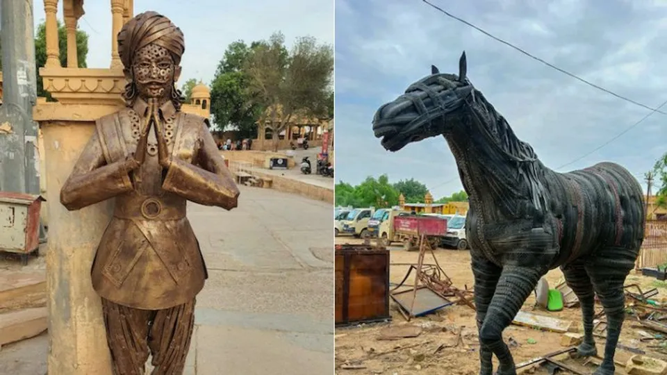 Statues made from scrap spruce up Jaisalmer's beauty