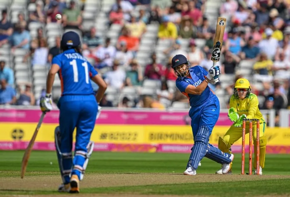 Indias Shafali Verma plays a shot during the Group-A Preliminary Round womens cricket match between India and Australia, at the Commonwealth Games 2022