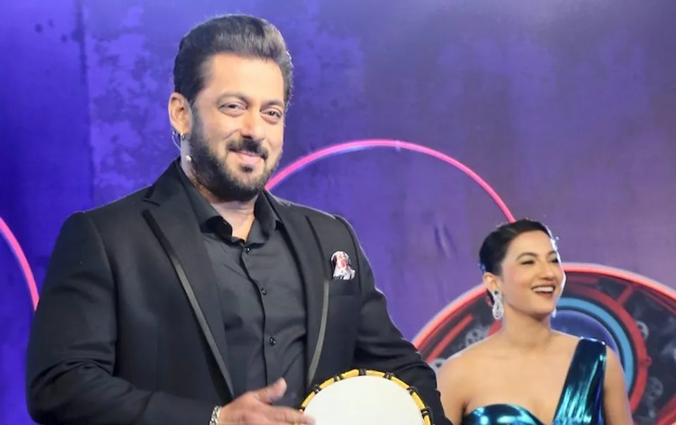 Salman Khan with Gauhar Khan at the launch event of Bigg Boss 16