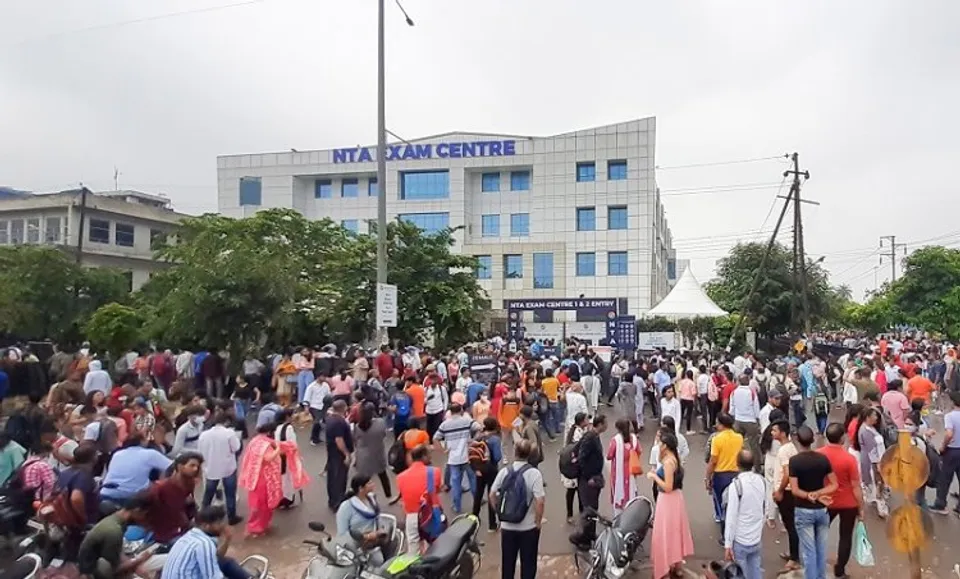 Students at Noida exam centre
