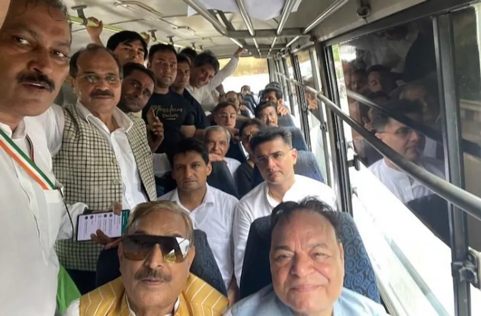 Congress leaders being taken to police station after courting arrest