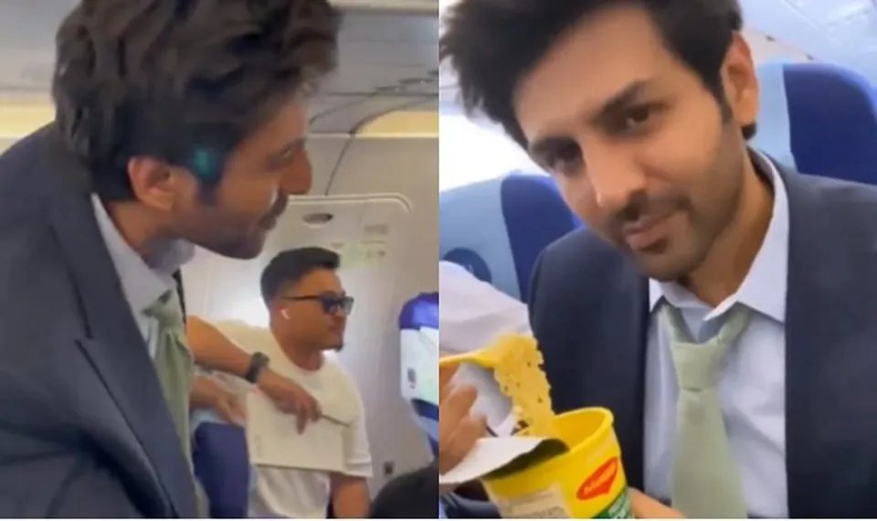 Kartik Aaryan in IndiGo flight