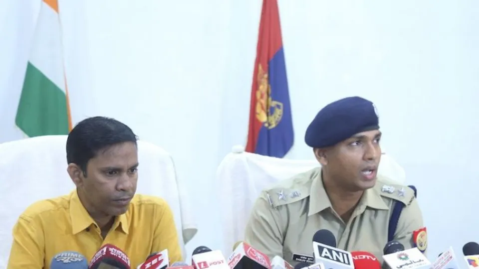 SP Lakhimpur Kheri Sanjeev Suman addresses a press conference on the alleged rape and murder of two minor Dalit sisters in Lakhimpur Kheri