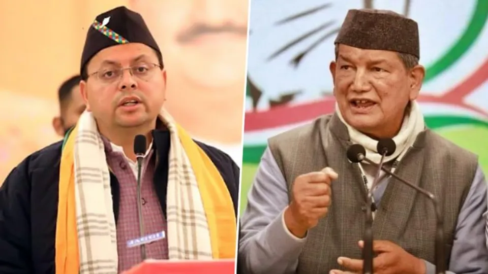 Chief Minister Pushkar Singh Dhami and former chief minister Harish Rawat (File Photo)