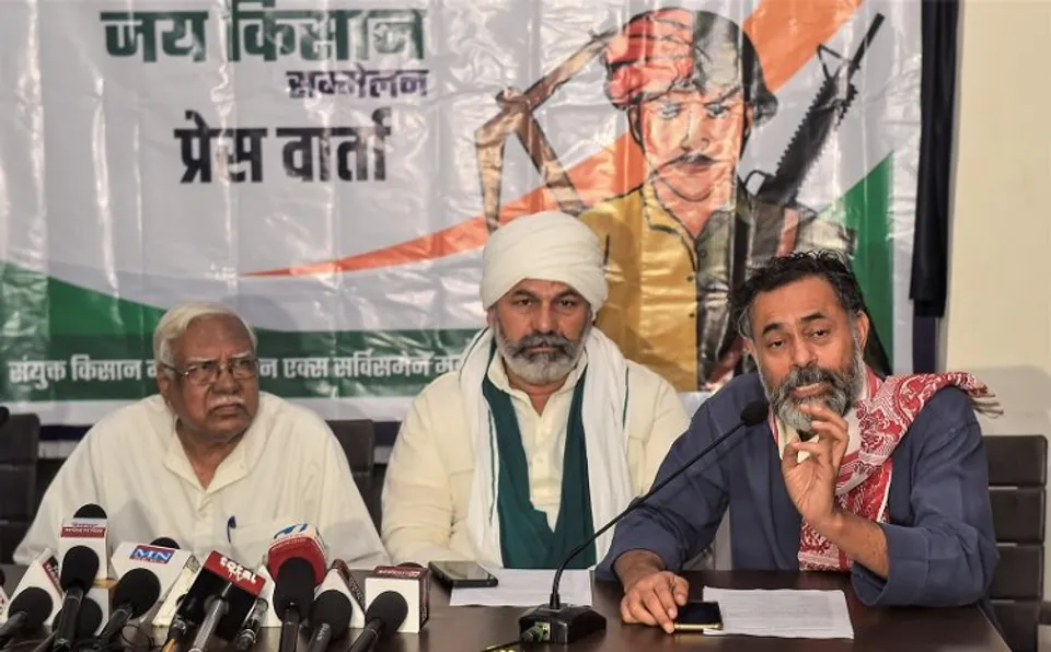 SKM leaders addressing media