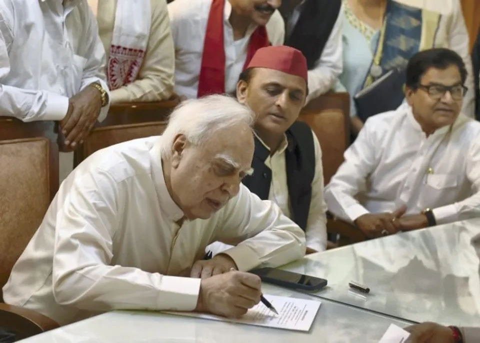 Kapli Sibal filing Rajya Sabha Nomination as SP-backed Independent