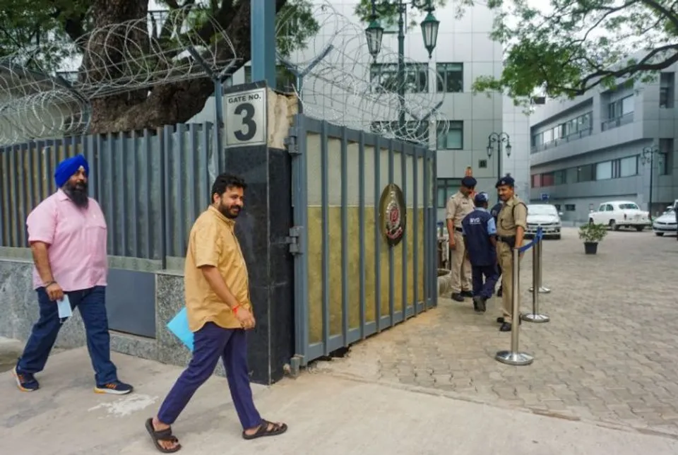 AAP MLA Durgesh Pathak arriving at ED office