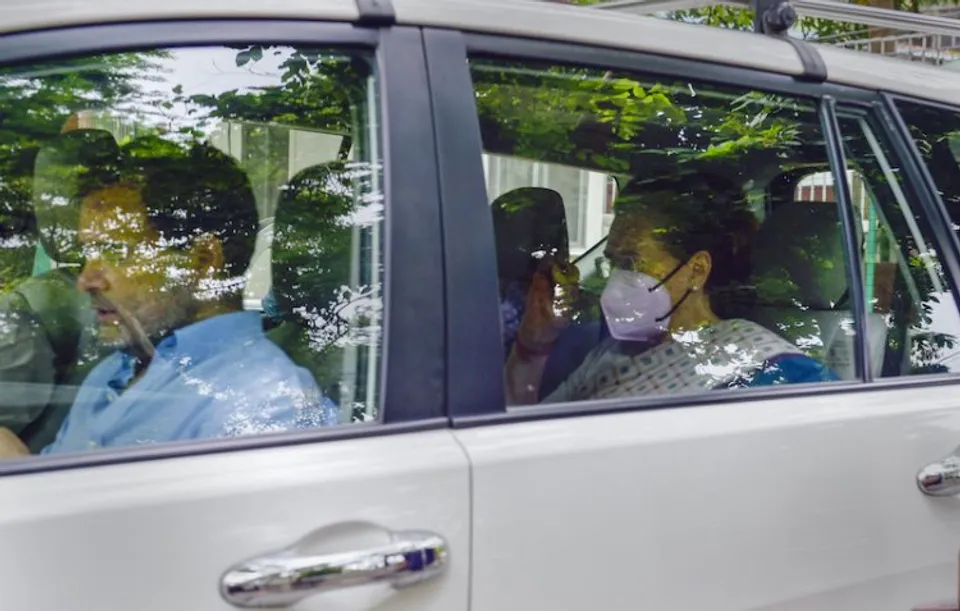 Rahul Gandhi with Sonia Gandhi on their way to ED office on Wednesday