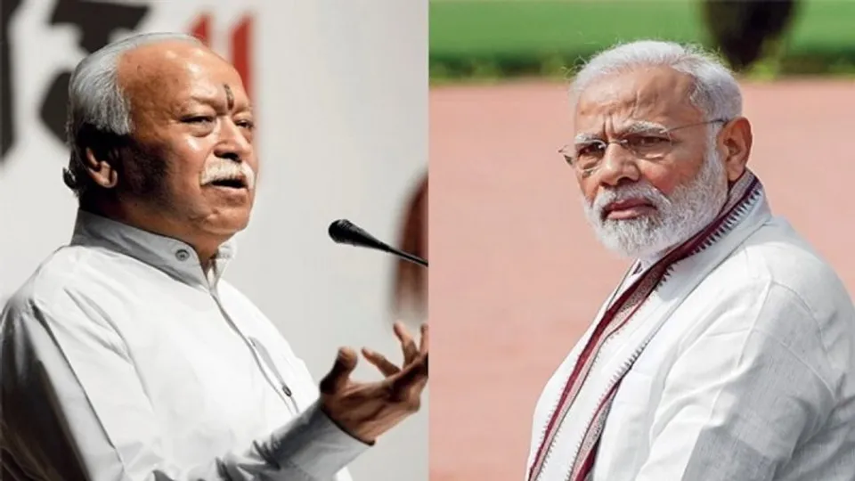 (left) RSS Chief Mohan Bhagwat and Prime Minister Narendra Modi ( Right)