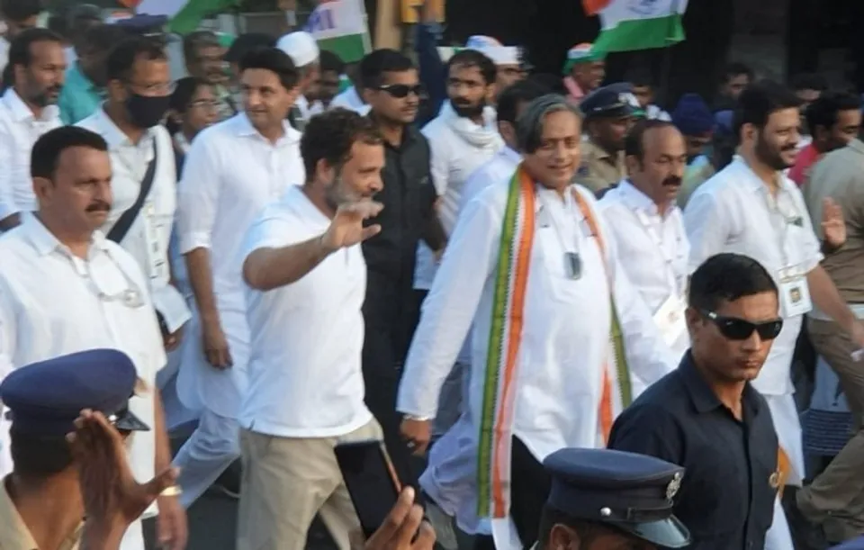 Shashi Tharoor with Rahul Gandhi on his Bharat Jodo Yatra (File photo)