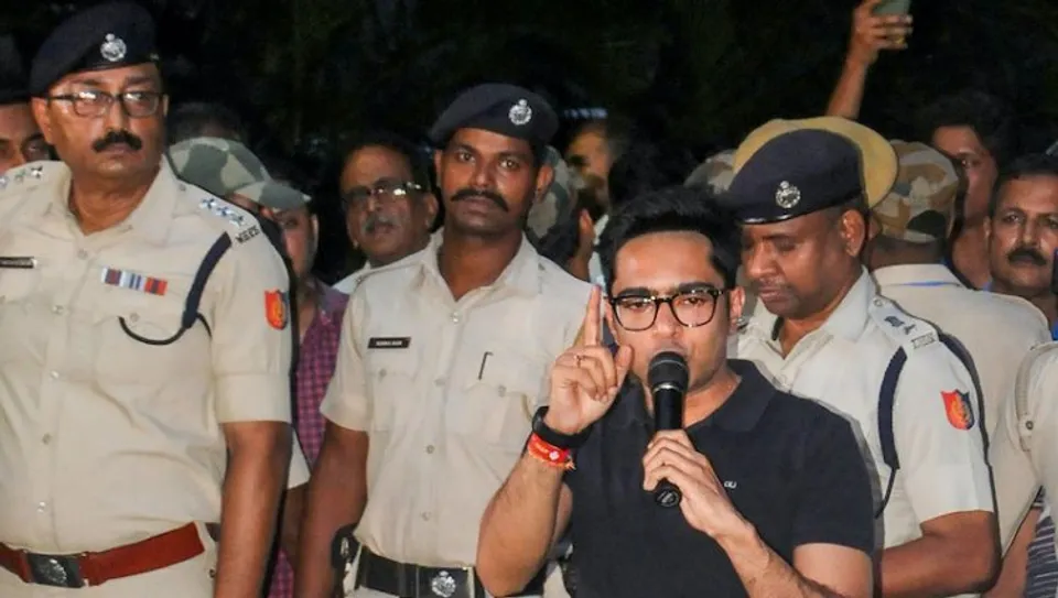 TMC MP Abhishek Banerjee interacts with media after appearing before the Enforcement Directorate for questioning in the alleged coal pilferage scam, in Kolkata, Friday