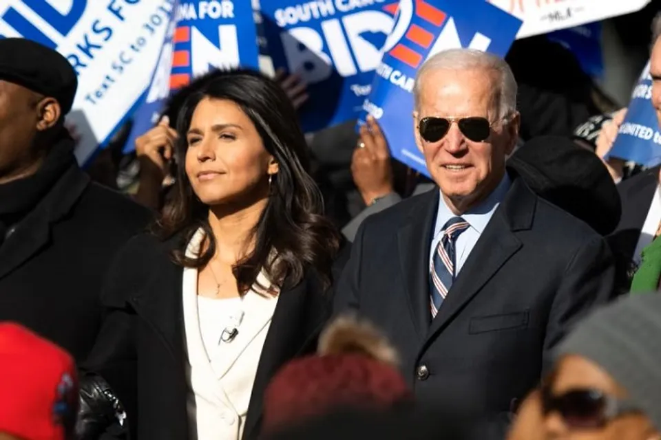 Tulsi Gabbard seen with Joe Biden (File photo)