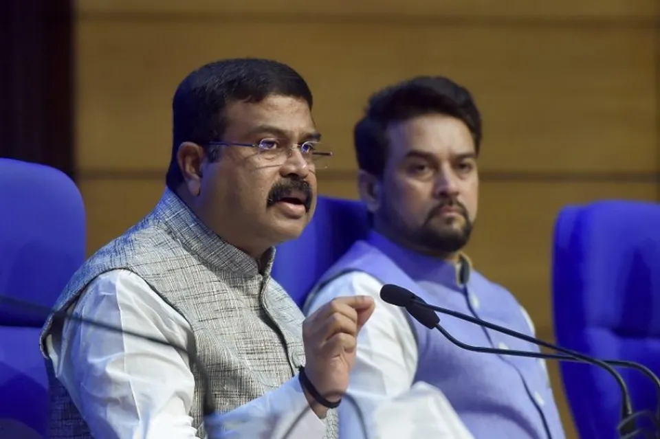 Union ministers Dharmendra Pradhan and Anurag Thakur