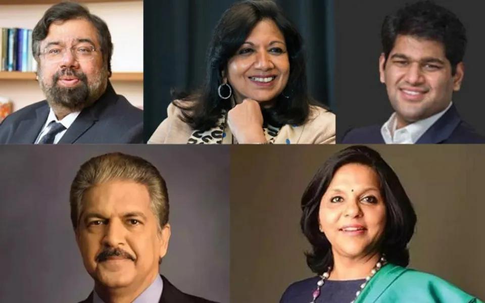 (L-R) top: Harsh Goenka, Kiran Mazumdar-Shaw & Sudarshan Venu; bottom: Anand Mahindra & Sangita Reddy