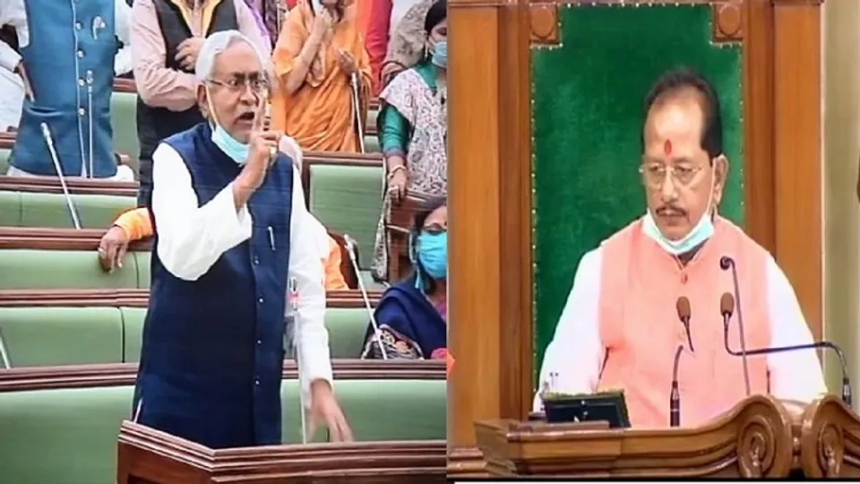Nitish Kumar (Left); Vijay Sinha (Right)