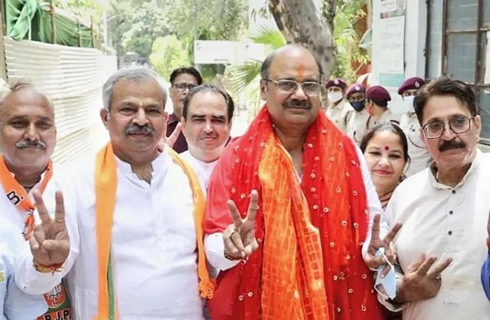 BJP candidate Rajesh Bhatia after filing nomination from Rajinder Nagar seat