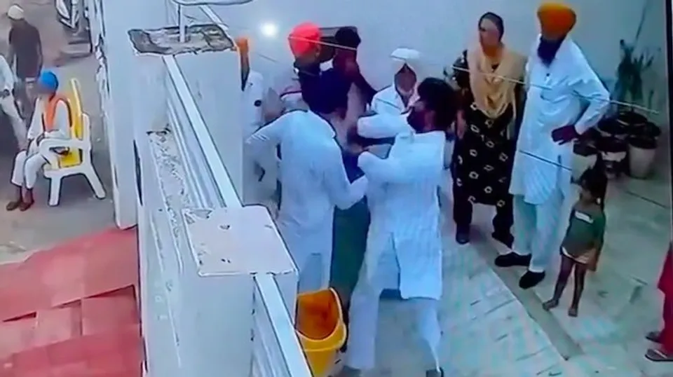Videograb of Punjab AAP MLA Baljinder Kaur being slapped by her husband